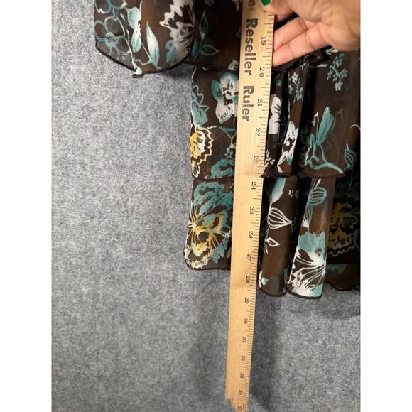 Unbranded Blouse Women XL V Neck Brown Semi‎ Sheer Floral Whimsigoth Y2K - Picture 3 of 5